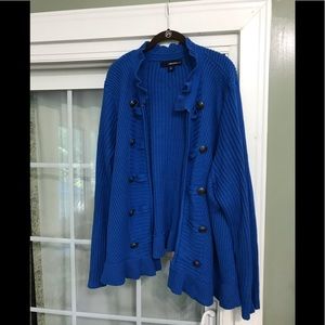 3X blue cardigan